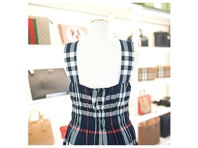 Burberry Vestido sin mangas DELILAH de algodón y chiffon marino Azul - vista 6