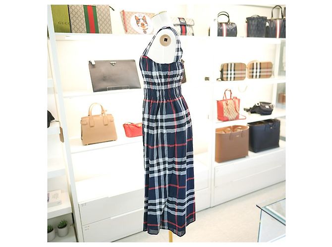 Burberry Vestido sin mangas DELILAH de algodón y chiffon marino Azul - vista 7
