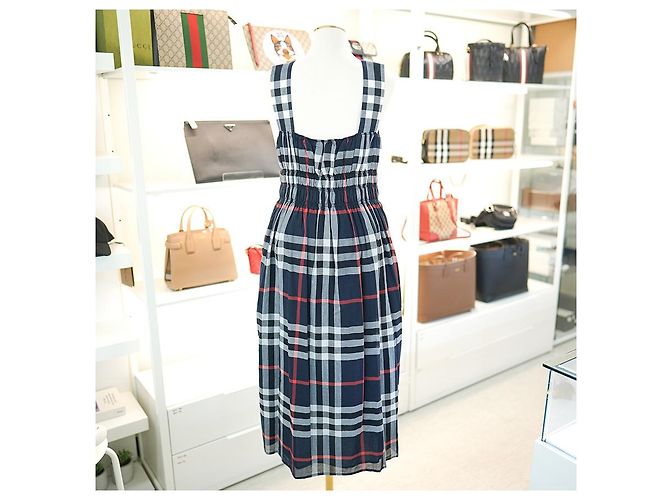 Burberry Vestido sin mangas DELILAH de algodón y chiffon marino Azul - vista 8