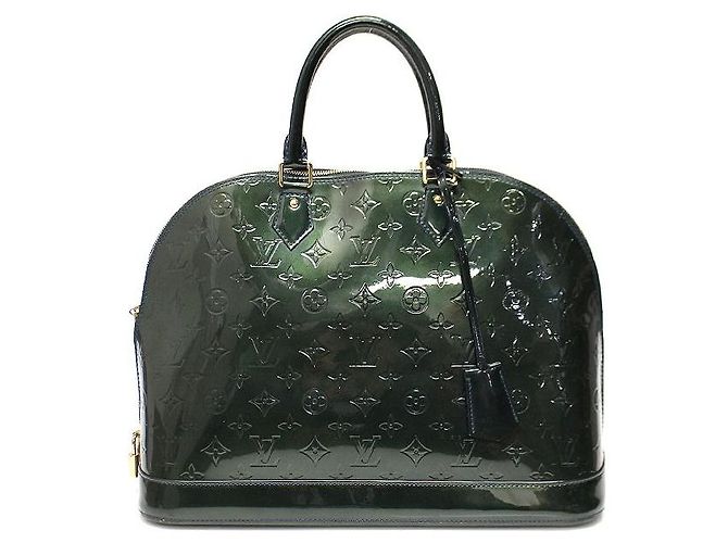 Louis Vuitton Borsa Tote Alma MM Monogram Vernis BLU NOTTE - vista 2