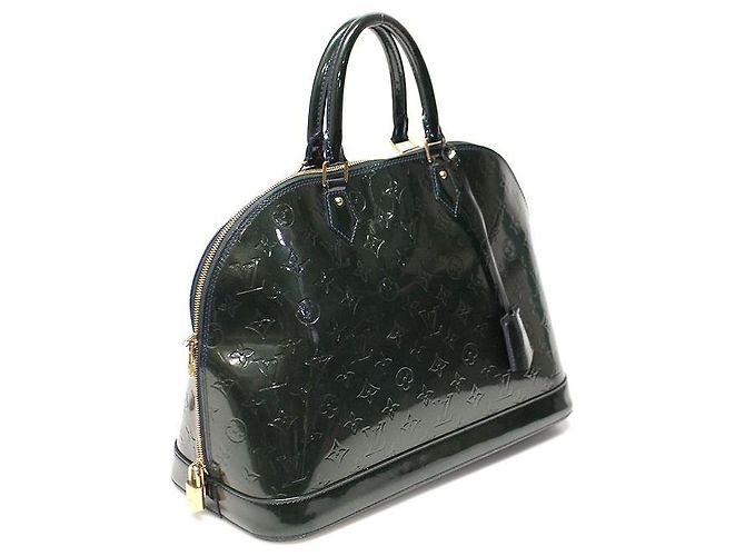 Louis Vuitton Borsa Tote Alma MM Monogram Vernis BLU NOTTE - vista 3