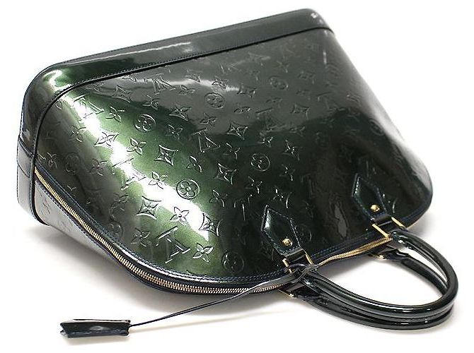 Louis Vuitton Borsa Tote Alma MM Monogram Vernis BLU NOTTE - vista 4
