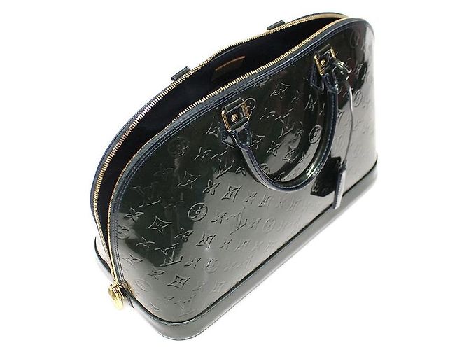 Louis Vuitton Borsa Tote Alma MM Monogram Vernis BLU NOTTE - vista 6