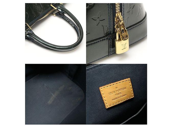 Louis Vuitton Borsa Tote Alma MM Monogram Vernis BLU NOTTE - vista 8