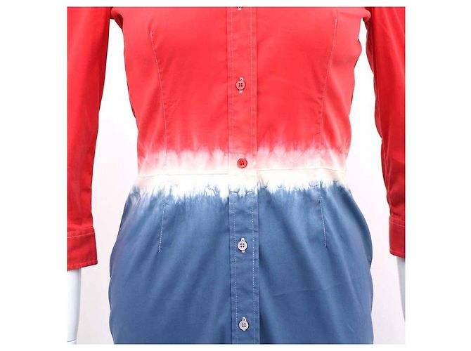 Prada Zweifarbiger Hemdblusenkleid Blau - Ansicht 4