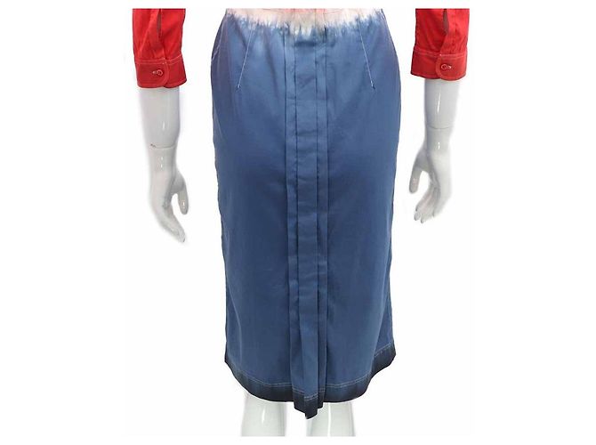 Prada Zweifarbiger Hemdblusenkleid Blau - Ansicht 6
