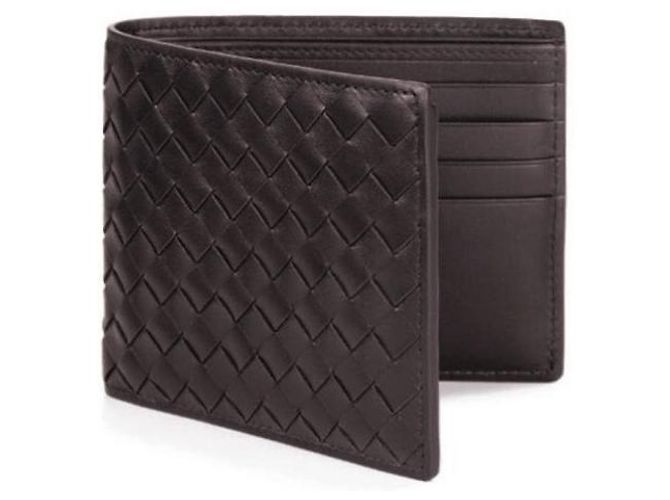 Bottega Veneta Portafoglio Intrecciato Marrone Scuro - vista 3