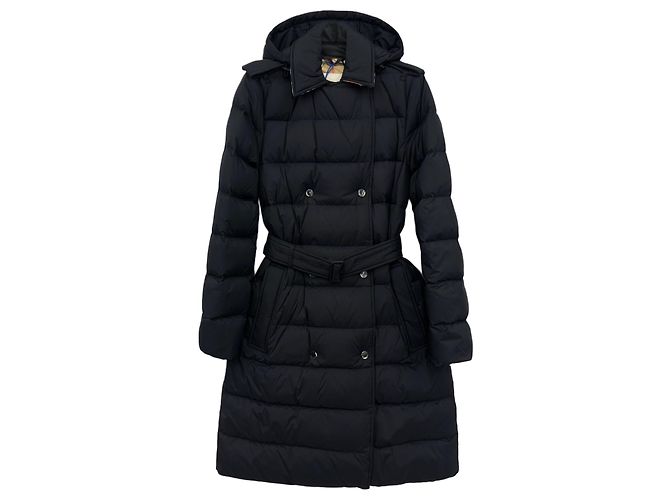 Burberry Casaco de down feminino de comprimento médio com cinto Preto - vista 6