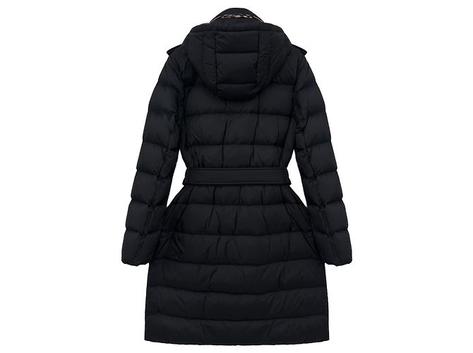 Burberry Casaco de down feminino de comprimento médio com cinto Preto - vista 7