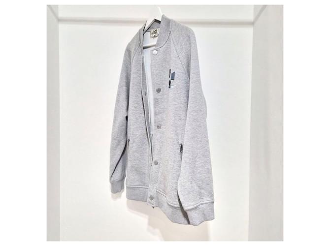 Hermès Mini-Leder-Patch-Bomberjacke Silber - Ansicht 2