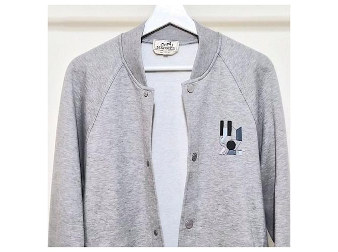 Hermès Mini-Leder-Patch-Bomberjacke Silber - Ansicht 4