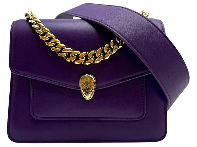 Bulgari Borsa a tracolla mini Serpenti Forever viola - vista 2