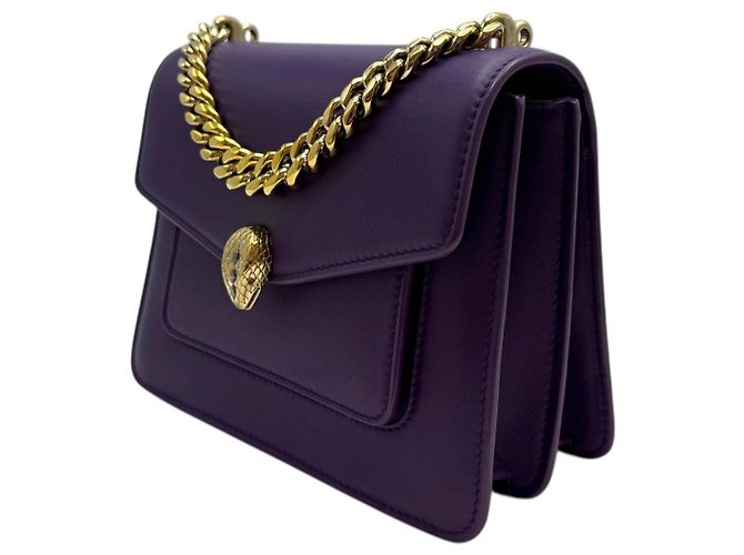 Bulgari Borsa a tracolla mini Serpenti Forever viola - vista 3