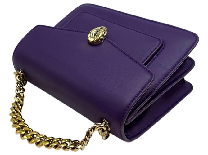 Bulgari Borsa a tracolla mini Serpenti Forever viola - vista 6