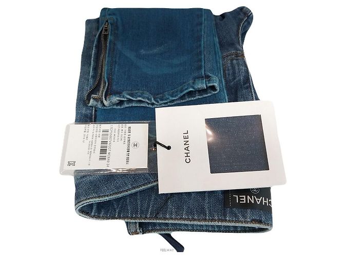 Chanel Women's Gradient Denim Pants Blue - view 7