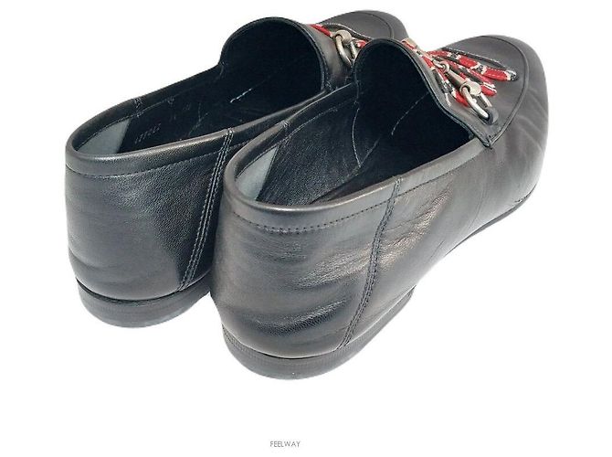 Gucci Embroidery Snake Black Loafer Red - view 5