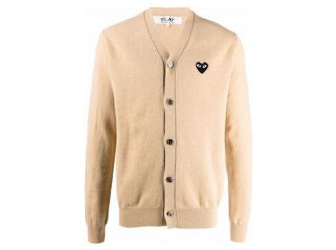 Comme Des Garcons Cardigan de lã com patch de coração preto AX - vista 4