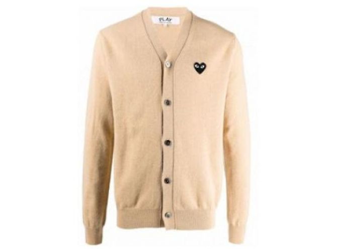 Comme Des Garcons Cardigan de lã com patch de coração preto AX - vista 5