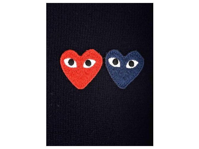 Comme Des Garcons Cardigan mit Doppelherz-Patch AX Blau - Ansicht 6