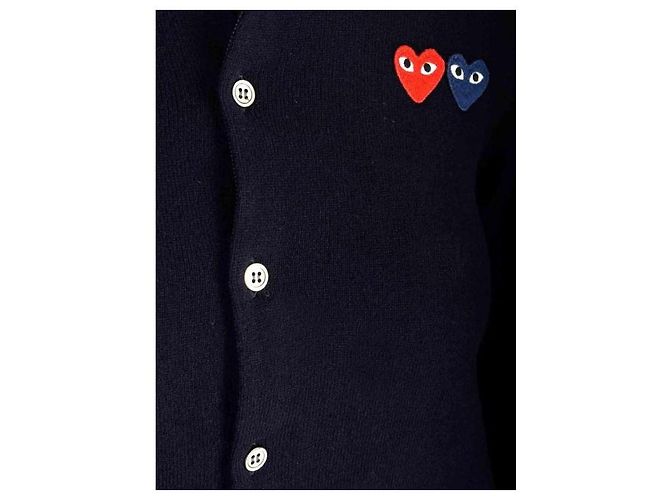 Comme Des Garcons Cardigan mit Doppelherz-Patch AX Blau - Ansicht 7