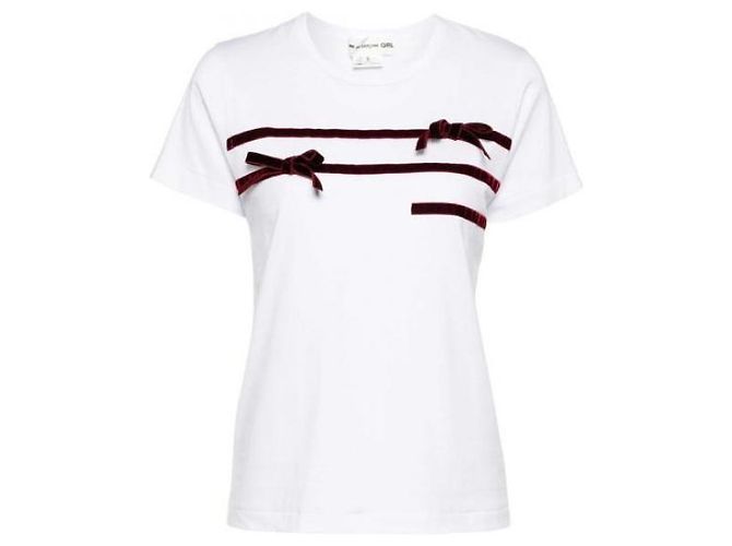 Comme Des Garcons Camiseta de terciopelo con cinta NN - vista 4