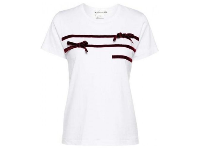Comme Des Garcons Camiseta de terciopelo con cinta NN - vista 5