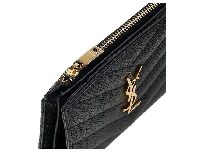 Saint Laurent Monogram Quilted Wallet Black - view 5