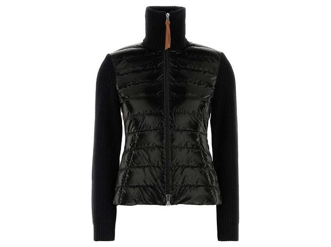 Moncler Cardigã de lã com zíper acolchoado Preto - vista 4