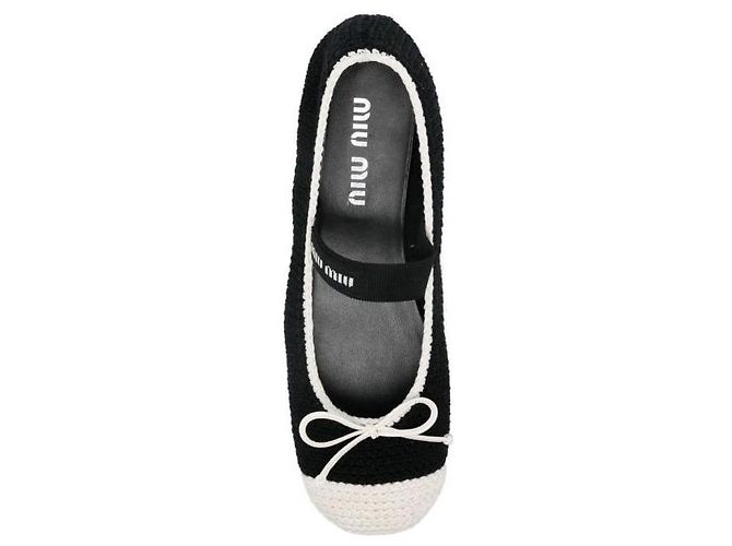 Miu Miu Häkelstrick-Ballerina Weiß - Ansicht 7
