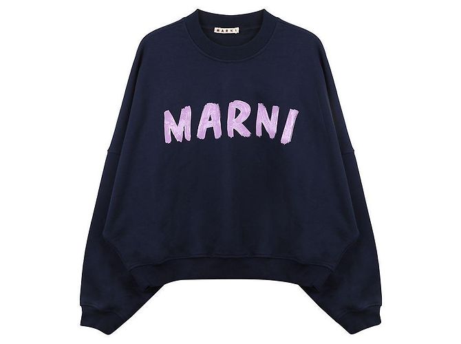 Marni Sudadera de algodón estampada en azul marino - vista 3