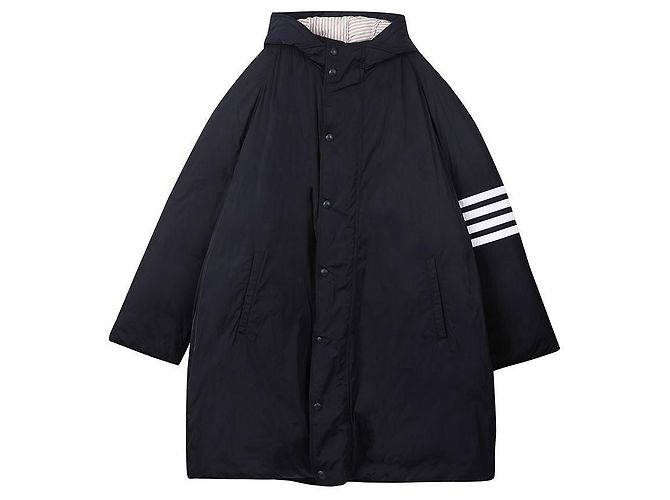 Thom Browne Navy Polyester Twill Daunen gefüllte Kapuzen-Fußballparka Blau - Ansicht 3