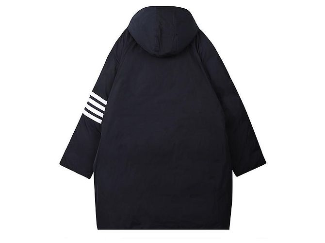 Thom Browne Navy Polyester Twill Daunen gefüllte Kapuzen-Fußballparka Blau - Ansicht 4