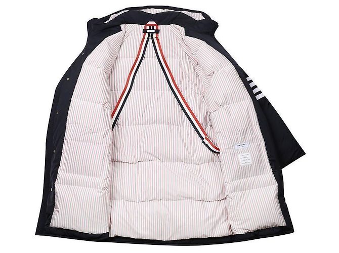 Thom Browne Navy Polyester Twill Daunen gefüllte Kapuzen-Fußballparka Blau - Ansicht 5