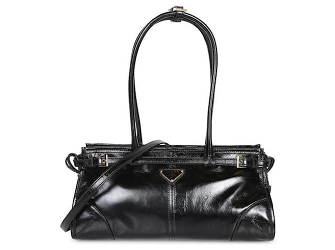 Prada Mittlere Lederhandtasche Schwarz - Ansicht 4