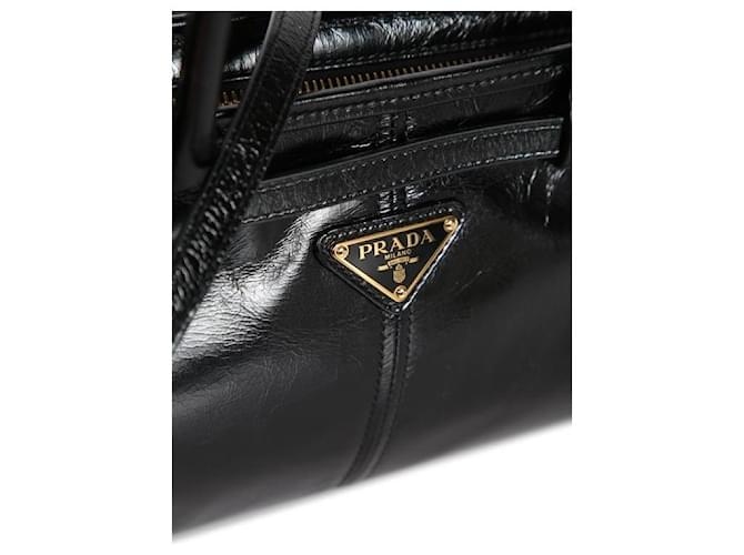 Prada Mittlere Lederhandtasche Schwarz - Ansicht 6