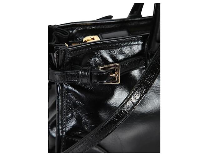 Prada Mittlere Lederhandtasche Schwarz - Ansicht 7