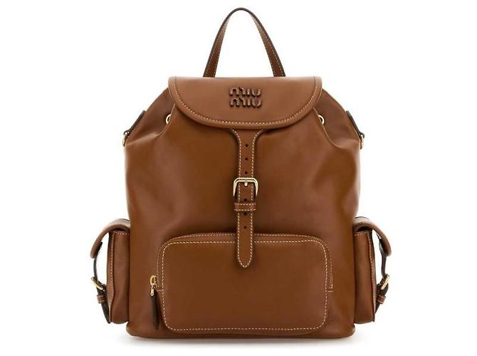 Miu Miu Großer Leder-Rucksack Braun - Ansicht 4