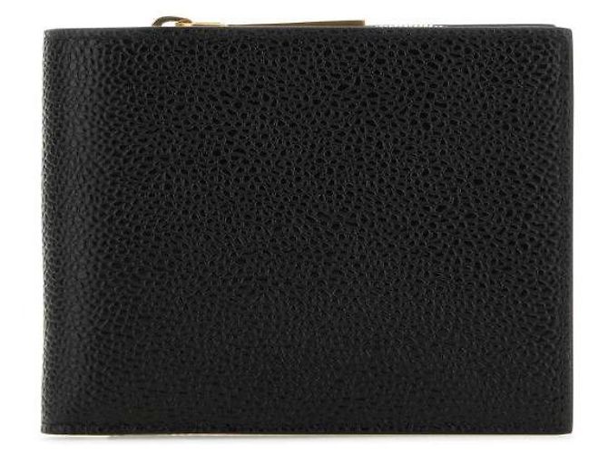 Thom Browne Portafoglio con tasca per monete con zip in pelle granata Nero - vista 4