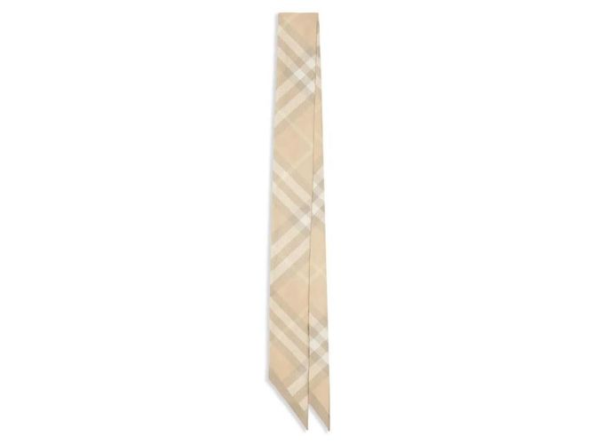 Burberry Sciarpa in seta vintage reversibile skinny Marrone - vista 4
