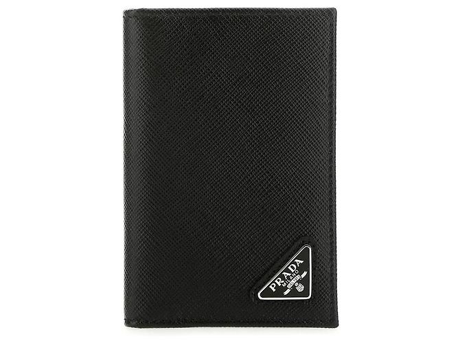 Prada Saffiano Triangle Card Holder Black - view 4