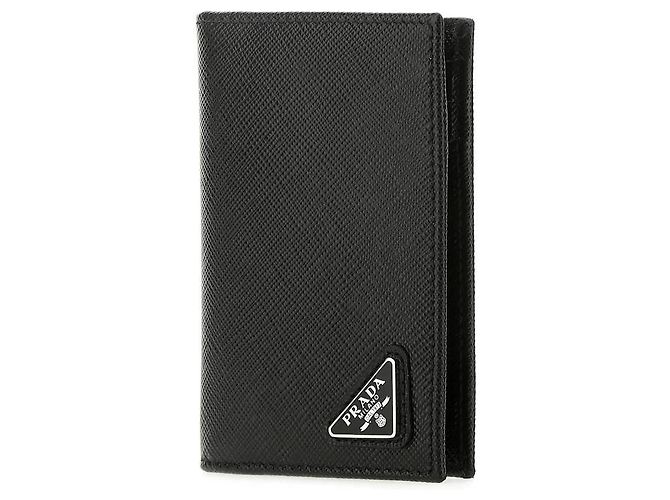 Prada Saffiano Triangle Card Holder Black - view 5