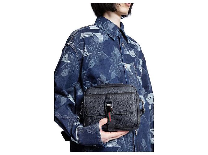 Gucci Pequena bolsa transversal com detalhe Web Preto - vista 8