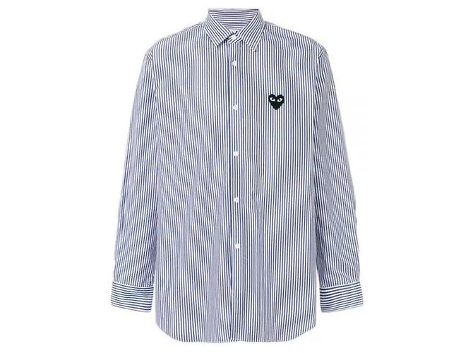 Comme Des Garcons Camisa a rayas con parche de corazón negro AX - vista 4