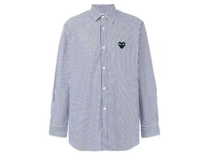 Comme Des Garcons Camisa a rayas con parche de corazón negro AX - vista 5