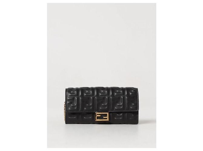 Fendi Billetera continental de cuero Napa Baguette con cadena AAJD Negro - vista 4