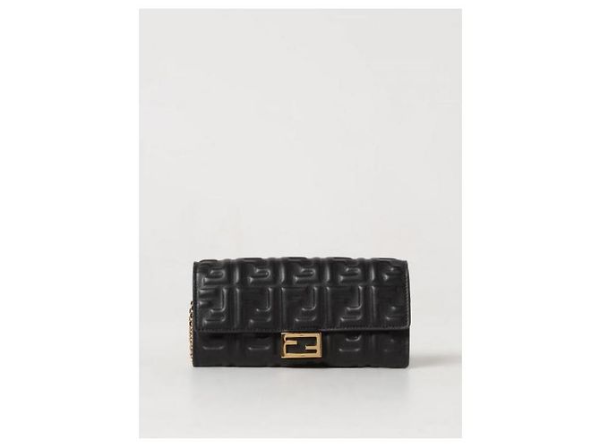 Fendi Billetera continental de cuero Napa Baguette con cadena AAJD Negro - vista 5