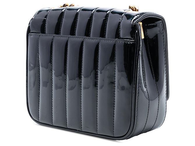 Borsa a catena Vicky Monogram piccola in vernice nera di Saint Laurent Nero - vista 2