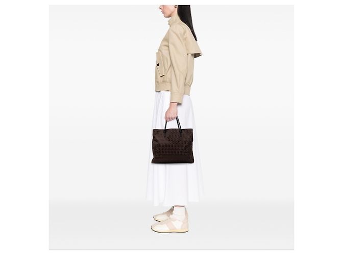 Fendi Braune Zucchino Canvas Tote Dunkelbraun - Ansicht 7
