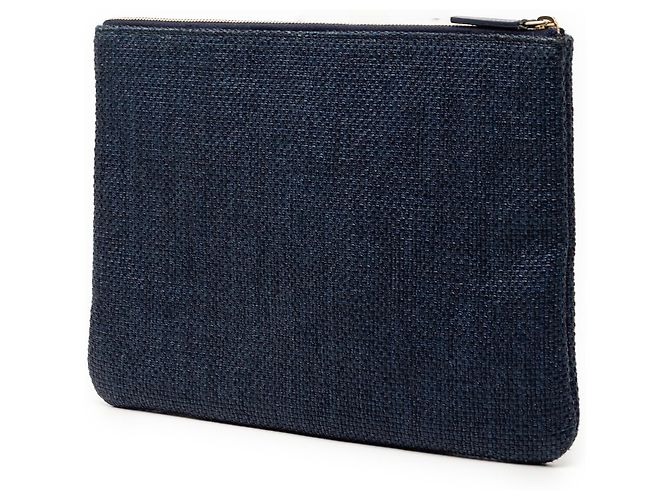 Clutch Chanel Blue Medium Denim Deauville O Case Blu navy - vista 2
