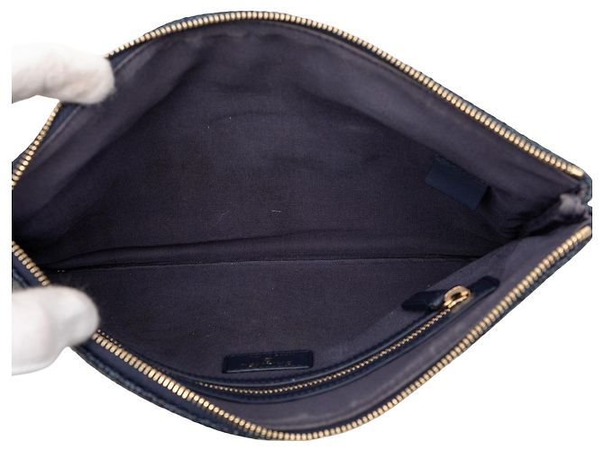 Clutch Chanel Blue Medium Denim Deauville O Case Blu navy - vista 4